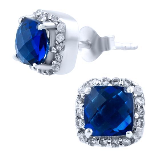 Серебряные серьги с сапфиром nano 1.2ct