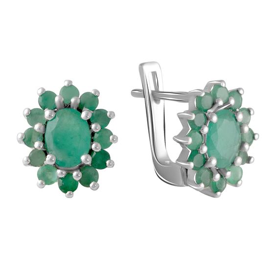 Серебряные серьги с изумрудом 2.506ct