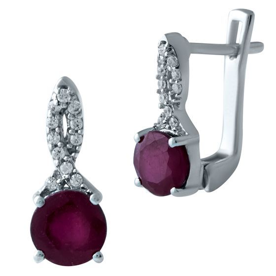 Серебряные серьги с рубином