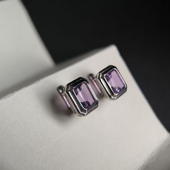 Серебряные серьги с аметистом 6.275ct