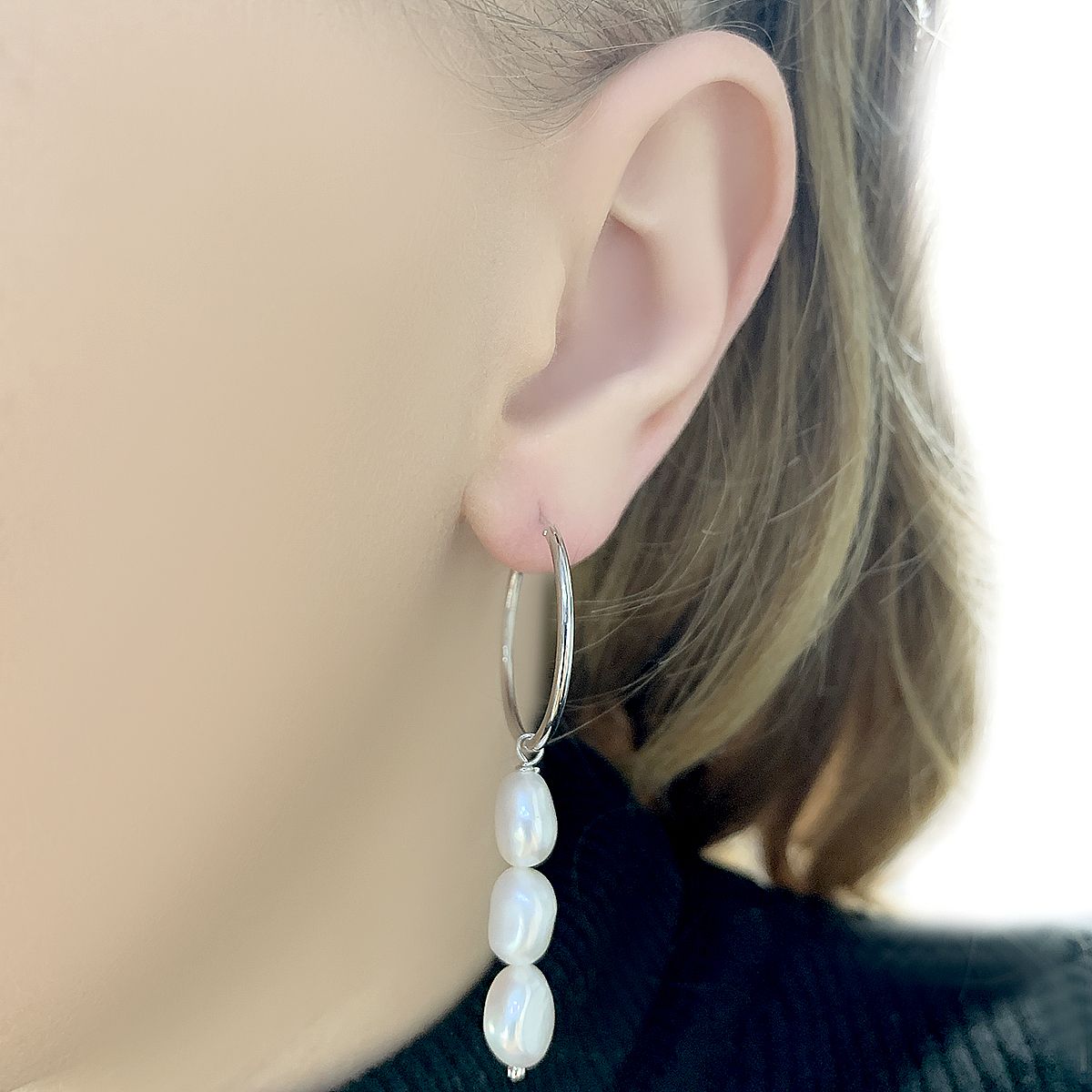 Серебряные серьги с жемчугом барочным 31.6ct