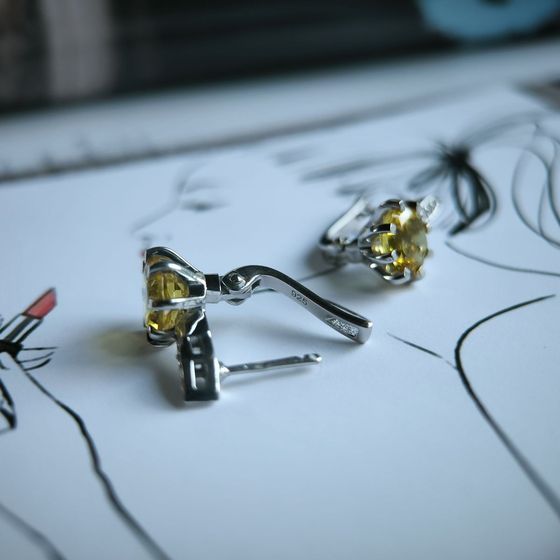 Серебряные серьги с цитрином nano 3.142ct