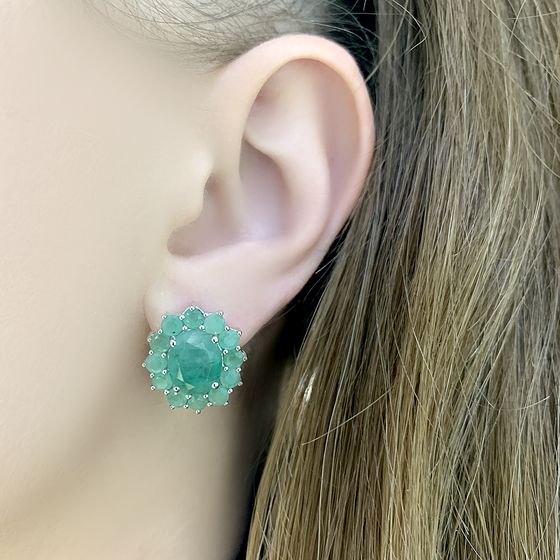 Серебряные серьги с изумрудом 8.02ct