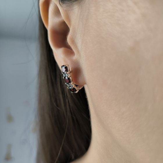 Серебряные серьги с гранатом 3.74ct