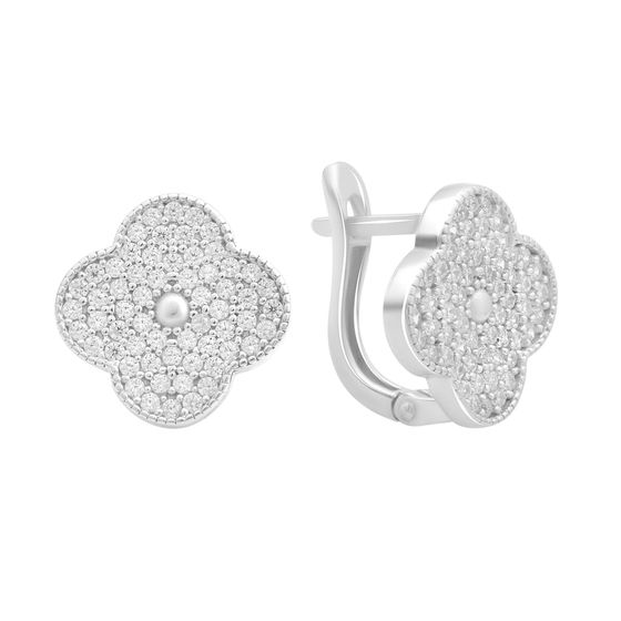 Серебряные серьги с фианитами 1.4ct