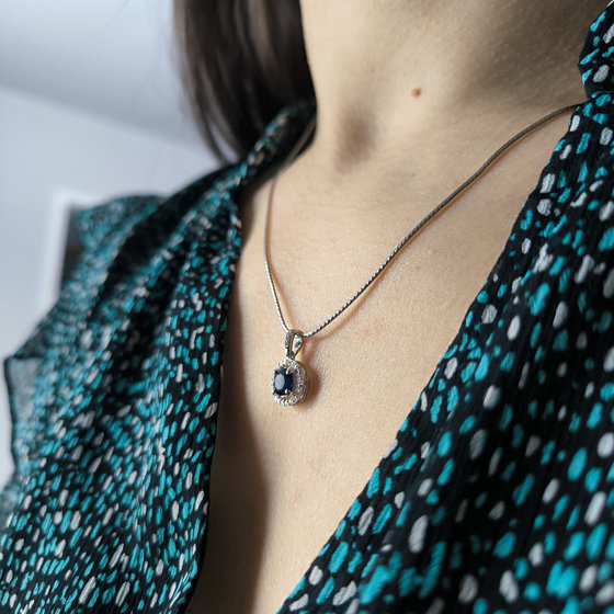 Серебряная подвеска с сапфиром nano 0.9ct