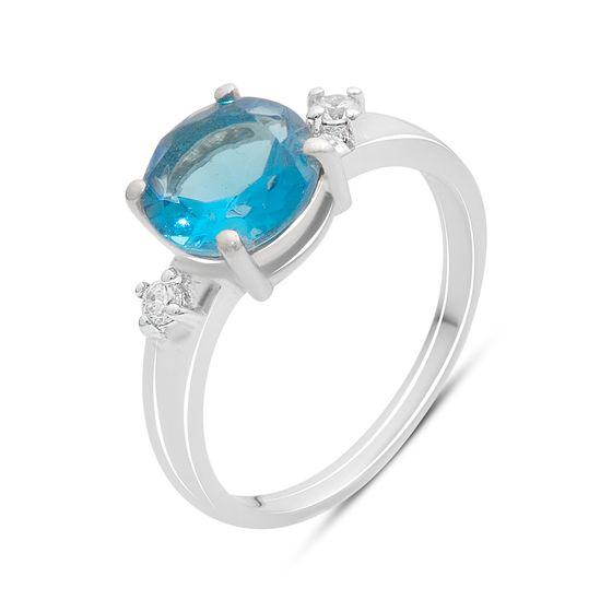 Серебряное кольцо с топазом 1.53ct, фианитами