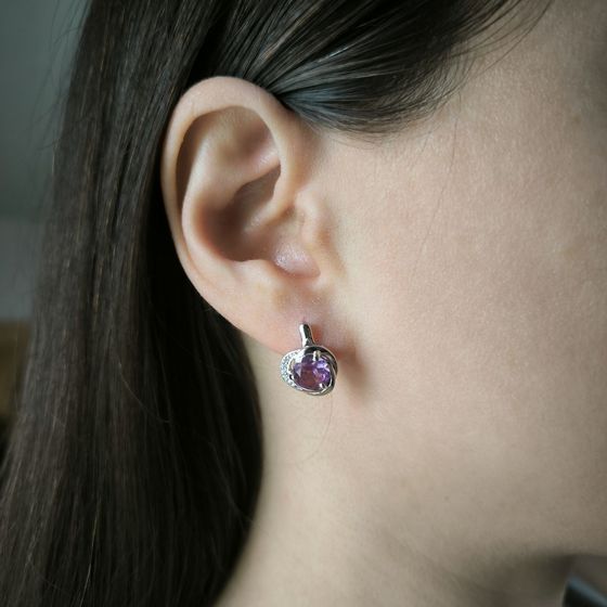 Серебряные серьги с александритом 3.339ct