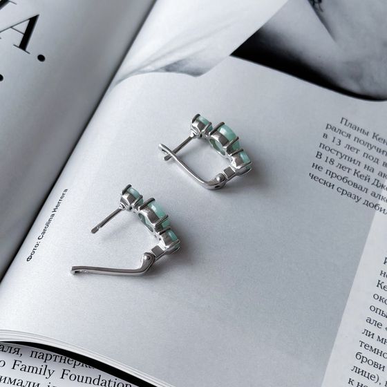 Серебряные серьги с изумрудом 4.55ct