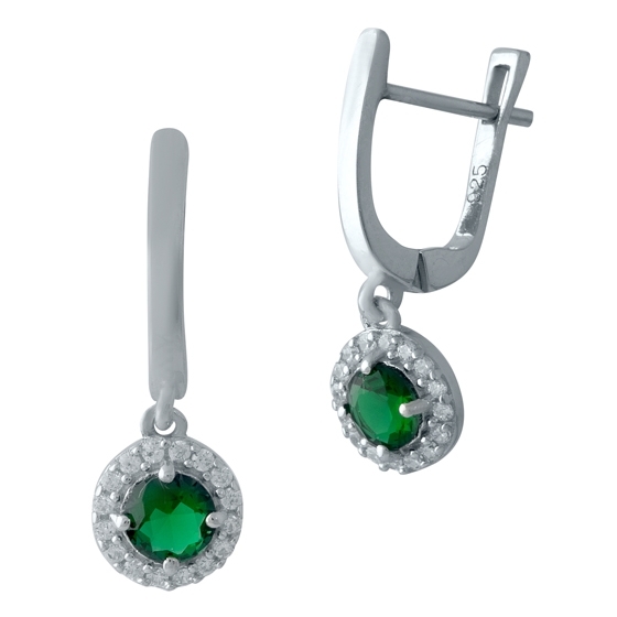 Серебряные серьги с изумрудом nano 1.18ct