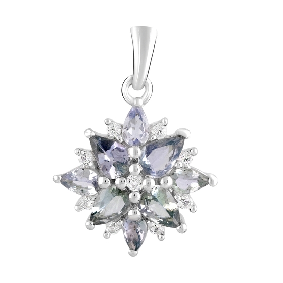Серебряная подвеска с танзанитом 2.46ct, топазом белым