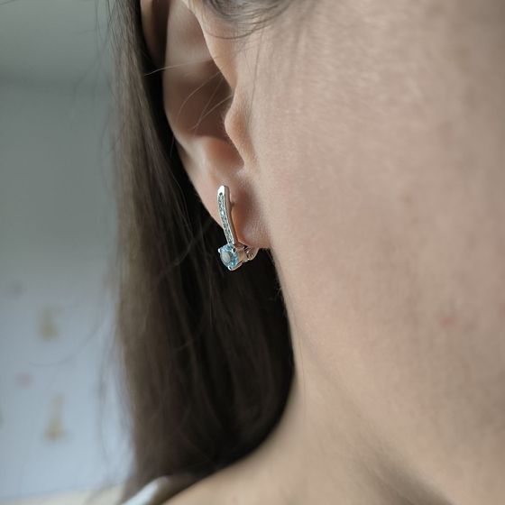 Серебряные серьги с топазом 1.211ct, фианитами