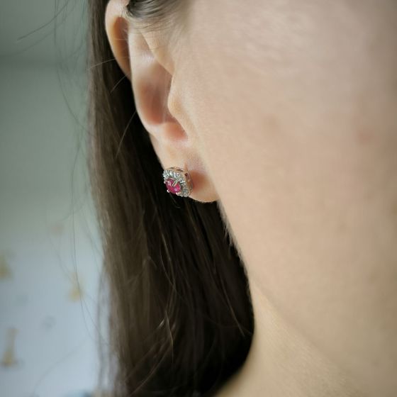 Серебряные серьги с рубином 1.045ct