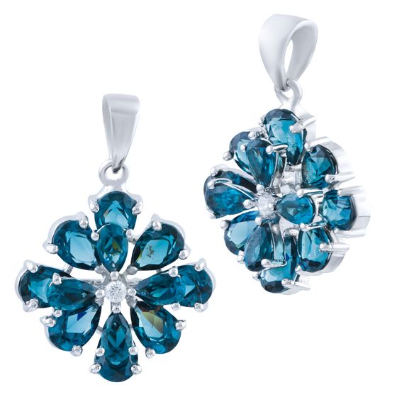 Серебряная подвеска с топазом Лондон Блю 6.085ct