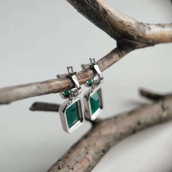 Серебряные серьги с агатом 13.775ct