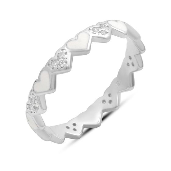 Серебряное кольцо с емаллю, фианитами