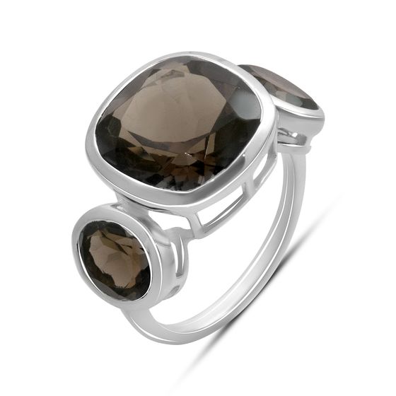 Серебряное кольцо с раухтопазом (дымчатым кварцем) 7.817ct