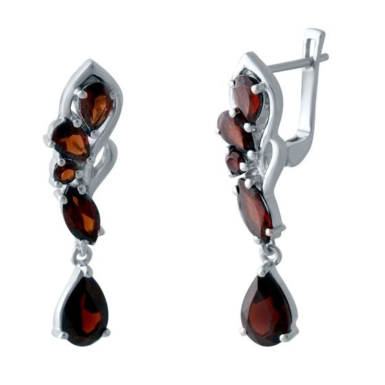 Серебряные серьги с гранатом