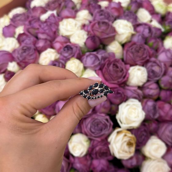 Серебряная брошка с сапфиром 3.72ct