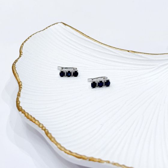 Серебряные серьги с сапфиром 2.844ct, фианитами