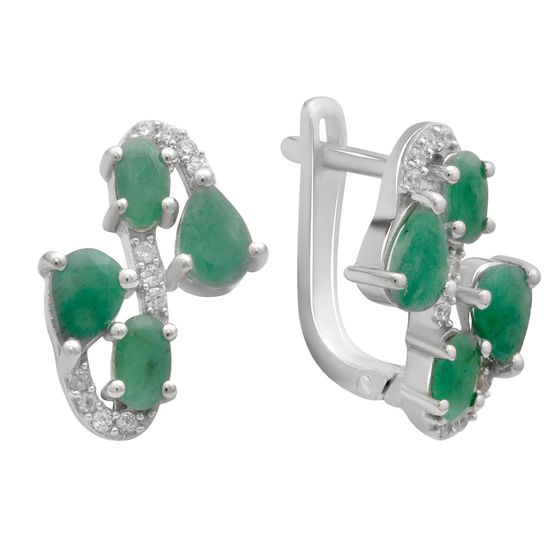 Серебряные серьги с изумрудом 2.622ct