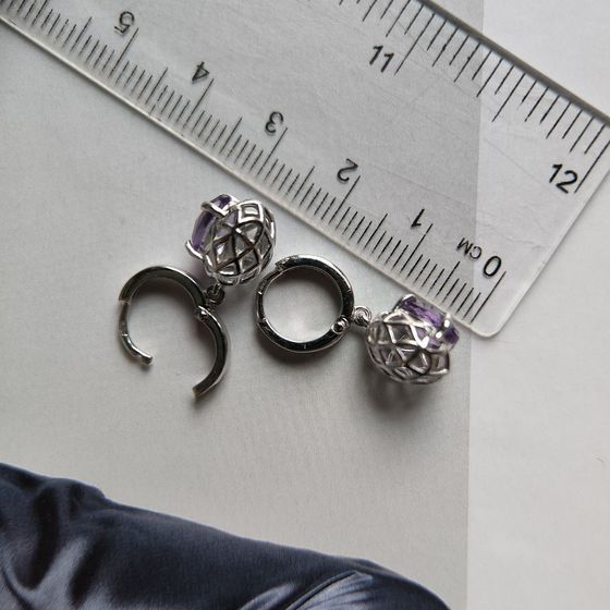 Серебряные серьги с аметистом 2.175ct