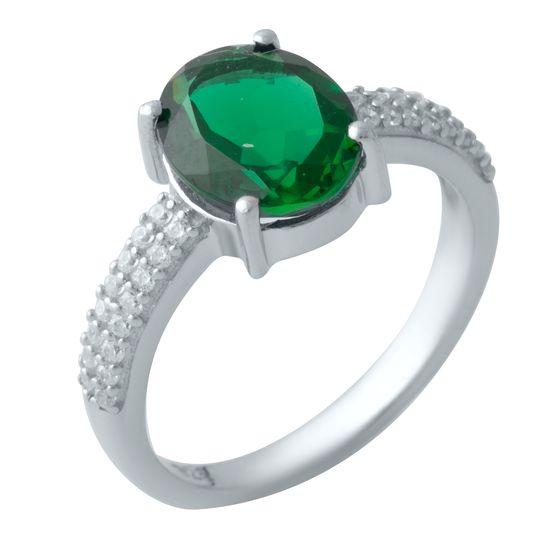 Серебряное кольцо с изумрудом nano