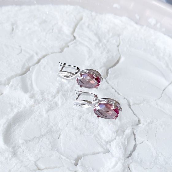 Серебряные серьги с султанитом 3.838ct, фианитами