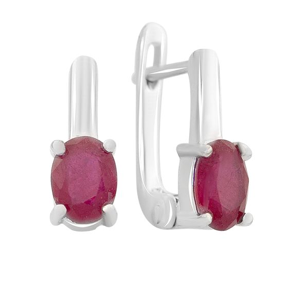 Серебряные серьги с рубином 2.04ct