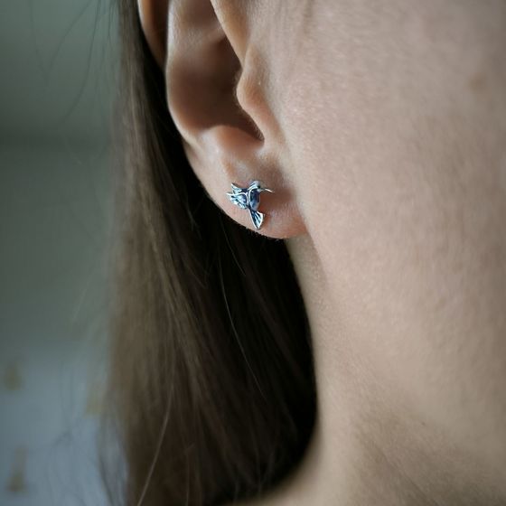 Серебряные серьги с емаллю