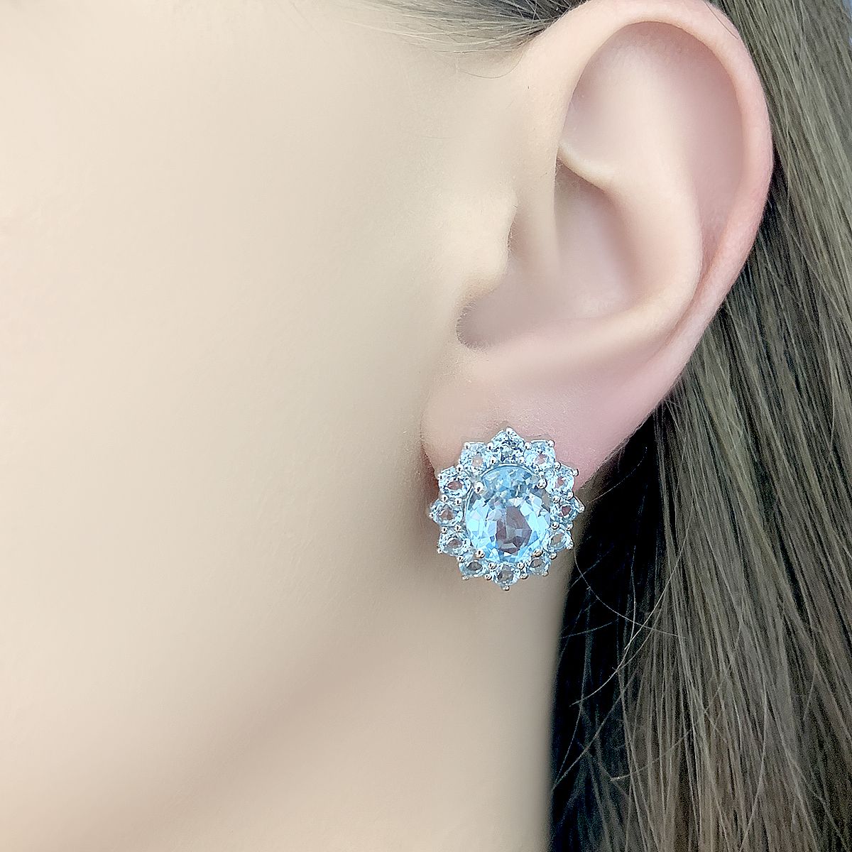 Серебряные серьги с топазом 9.983ct