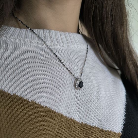 Серебряная подвеска с сапфиром nano 2.221ct, фианитами