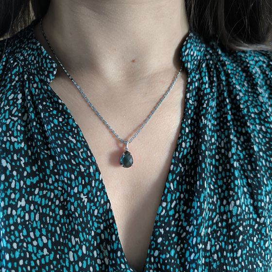 Серебряная подвеска с топазом Лондон Блю 3.363ct