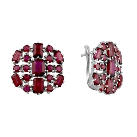 Серебряные серьги с рубином 3.167ct