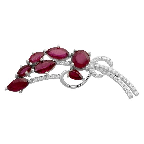 Серебряная брошка с рубином