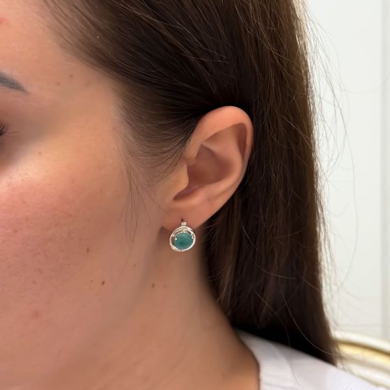 Серебряные серьги с изумрудом 3.075ct