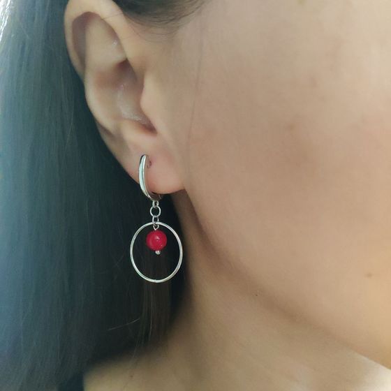 Серебряные серьги с кораллом