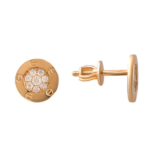 Золотые серьги с фианитами 0.16ct