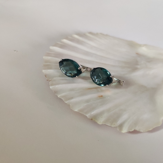 Серебряные серьги с топазом Лондон Блю 9.835ct