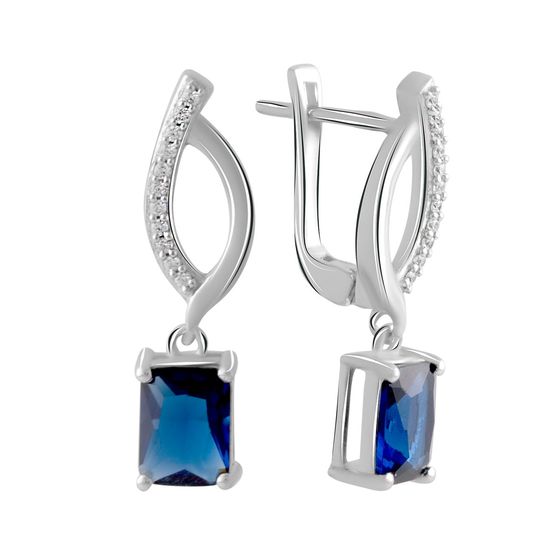 Серебряные серьги с сапфиром nano 2.787ct