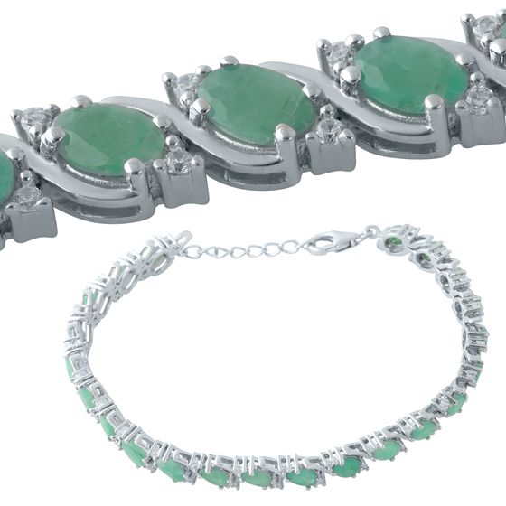 Серебряный браслет с изумрудом