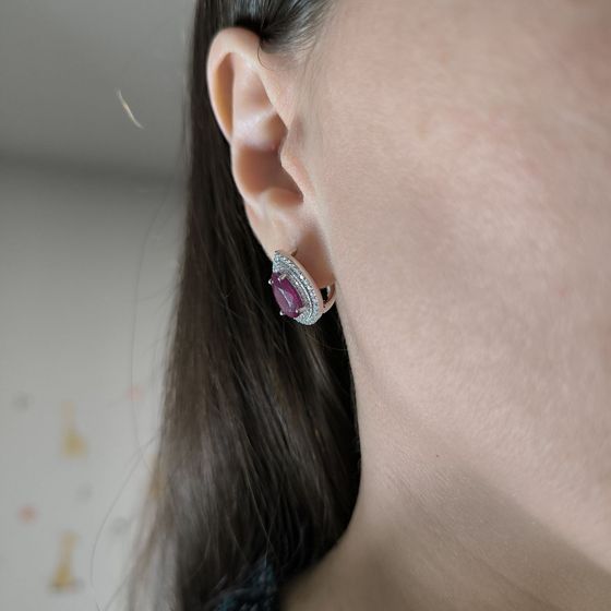 Серебряные серьги с рубином 6.289ct
