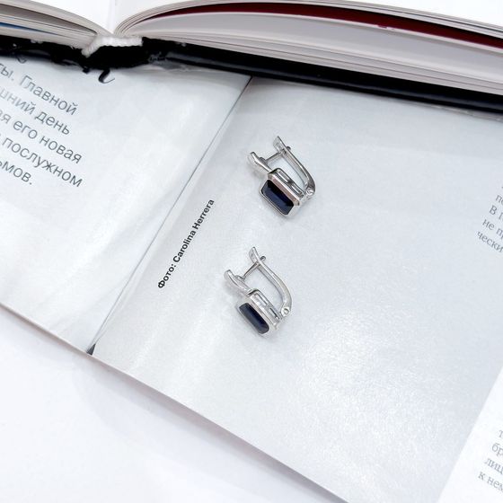 Серебряные серьги с сапфиром 3.49ct