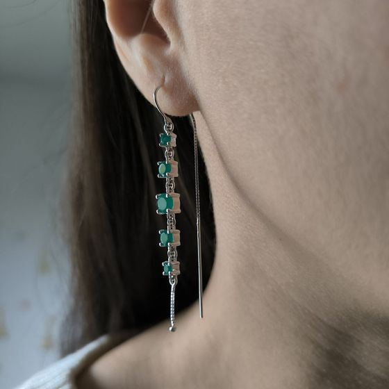 Серебряные серьги с агатом 2.298ct