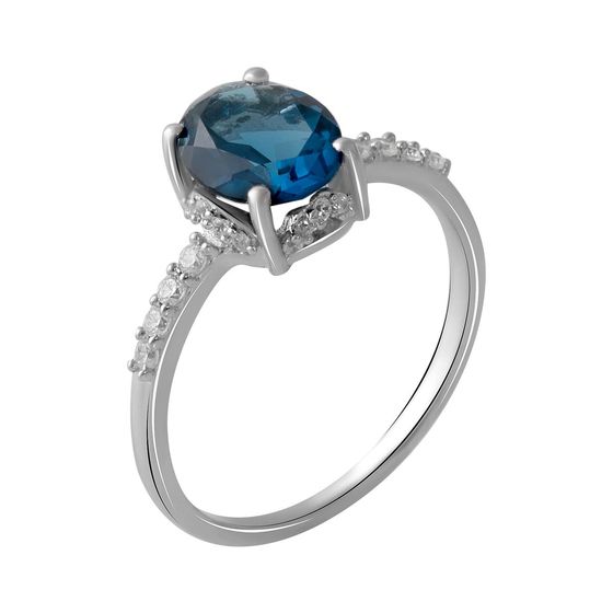 Серебряное кольцо с топазом Лондон Блю 1.83ct