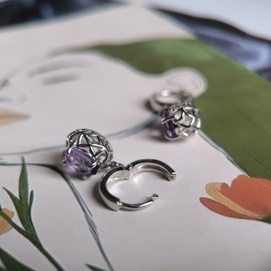 Серебряные серьги с аметистом 1.99ct