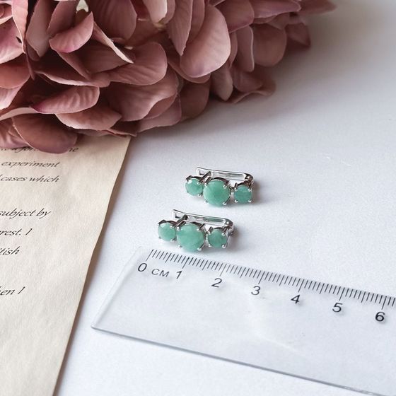 Серебряные серьги с изумрудом 4.55ct