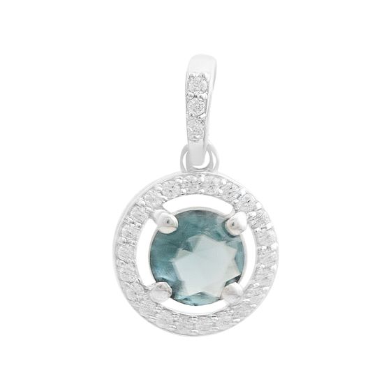 Серебряная подвеска с топазом Лондон Блю 0.917ct, фианитами