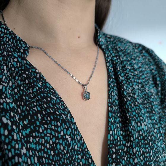 Серебряная подвеска с топазом Лондон Блю 0.917ct