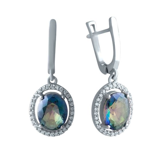 Серебряные серьги с мистик топазом 3.933ct